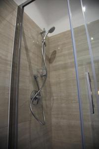 ローマにあるFEDERICA'S APARTMENT IN ROMEのバスルーム(ガラスドア、シャワー付)