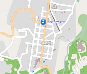un mapa de la ubicación aproximada de un complejo de apartamentos en Ilis Hotel, en Olimpia