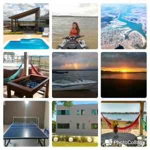 a collage of photos of different things to do at Casa no Lago de Furnas in Pontevila