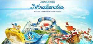 a poster for a water park with a beach at Apartman Sole in Karigador