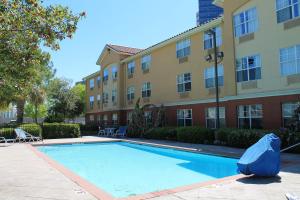 休斯頓的住宿－美國長住酒店-休斯頓-醫學中心-NRG公園-布雷斯伍德大道，大楼前的游泳池