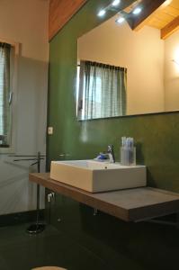 La salle de bains est pourvue d'un lavabo et d'un miroir. dans l'établissement Bed & Breakfast Vieulif, à Moniga del Garda