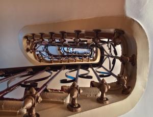 a close up of a gas stove in a sink at Hotel Minerve in Paris