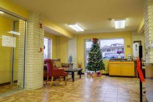 - un hall avec un arbre de Noël dans l'établissement Regal Inn Coffeyville, à Coffeyville