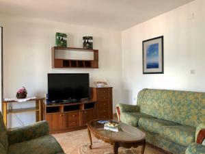 a living room with a couch and a flat screen tv at Apartments Kovinic in Tivat