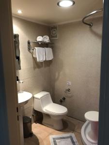 a bathroom with a toilet and a sink at Captain Yiannis Studios & Apartments in Kos