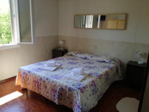 una camera da letto con un letto e due asciugamani di Hotel Belvedere a Lovere