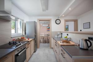kuchnia z kuchenką i lodówką w obiekcie Villa Grey Soul w Medulinie