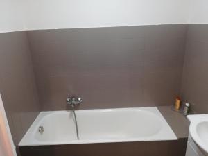 a white bath tub in a bathroom next to a sink at Le Cosy in Thonon-les-Bains +13 photos