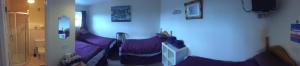 a room with a purple couch in a room at Causeway tavern bed & breakfast in Bushmills