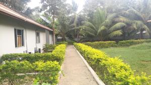 a sidewalk next to a house with bushes and trees at Friends Paradise in Kilinochchi
