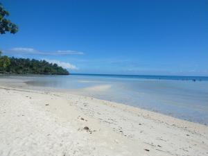 - une vue sur la plage avec des gens dans l'eau dans l'établissement Masamayor's Beach House and Resort, à Îles Camotes