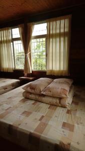 - une chambre avec 2 lits et 2 fenêtres dans l'établissement An Yun Mountain Homestay, à Meishan