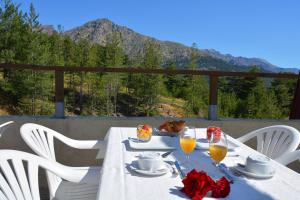 a white table with a dog sitting on top of it at Castel de Vergio in Albertacce +27 photos