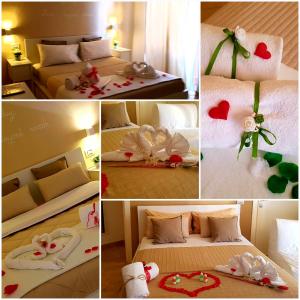 a collage of four pictures of a hotel room at Antica Trani in Trani