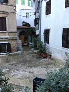 un vicolo in un edificio con piante in un cortile di Apartment Saric a Lovran (Laurana)