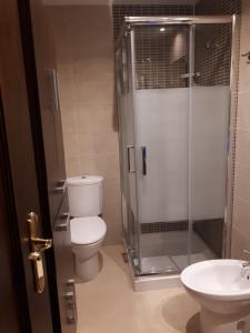 モナチルにあるPiso Josemiのバスルーム(トイレ、シャワー、シンク付)