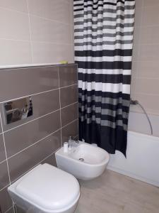 W łazience znajduje się toaleta, umywalka i prysznic. w obiekcie Apartmam "Mavi" w mieście Varaždin