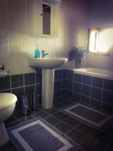 a bathroom with a sink and a toilet at Antonia’s Home Alfa Village in Alfá