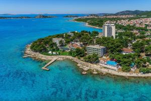 an aerial view of a small island in the water at Pansion HRGA in Vodice