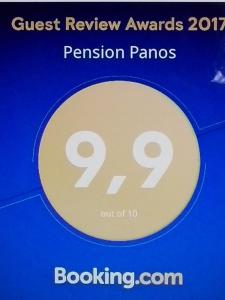 Certifikát, hodnocení, plakát nebo jiný dokument vystavený v ubytování Pension Panos