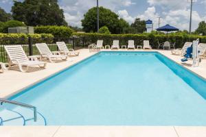 - une piscine avec des chaises longues dans l'établissement Baymont by Wyndham Lakeland, à Lakeland
