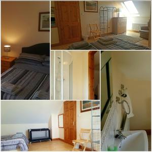 un collage de fotos de un dormitorio y un baño en Large Luxury House en Ballyell