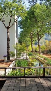 ShitanにあるAroundthetree Hermitageの池と木々のある庭園の景色