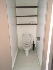 ein Bad mit einem weißen WC in einem Zimmer in der Unterkunft Appartement de 1 à 6 personnes Beaulieu sur mer, climatisé, proche Nice et Monaco tout confort 2 chambres in Beaulieu-sur-Mer