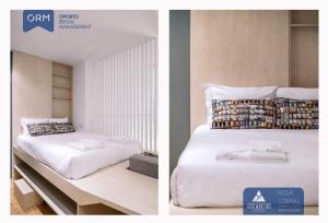 zwei Bilder eines Schlafzimmers mit einem weißen Bett in der Unterkunft ORM - Mártires & Pinheiro Apartments in Porto + 67 Fotos