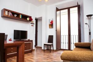 格拉納達的住宿－卡薩德拉龍佳公寓，带沙发和电视的客厅