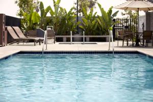 una piscina con sillas y sombrilla en Hyatt Place Richmond Chester, en Woodvale