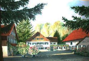 una representación de un edificio con flores delante de él en Hotel "Untere Mühle", en Schwabmühlhausen