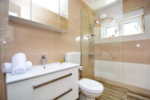 W łazience znajduje się toaleta, umywalka i prysznic. w obiekcie Gabi 2 w mieście Zadar