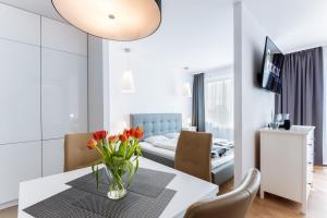 Televízia a/alebo spoločenská miestnosť v ubytovaní Apartamenty NAVIGATOR-PORT