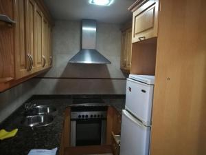 a small kitchen with a stove and a sink at Apartamento rural Escarla 1-3 in Aren