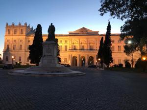 a statue in front of a large building at Excellent apartment in Lisbon in Lisbon