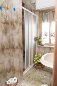 a bathroom with a shower and a sink at Le Gardenie b&b in Marina di Schiavonea