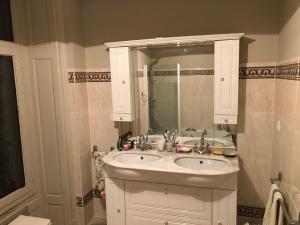 a bathroom with a white sink and a mirror at Château de Rys in Bossay-sur-Claise +18 photos