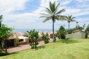 uma vista do pátio de uma casa com palmeiras em Martinique 44 em Ballito