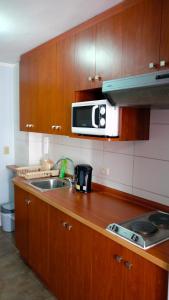 a kitchen with a sink and a microwave at Welcome to Santiago - Chile in Santiago