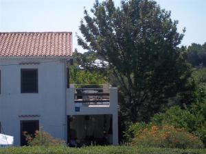 Ein weißes Gebäude mit einem Baum daneben. in der Unterkunft Apartment Duskica - close to the sea in Petrcane