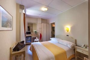 a hotel room with a bed and a television at Hotel Rivage in Sorrento
