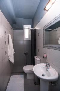 a bathroom with a sink and a toilet and a mirror at Luxury Villa Melissa in Ferma