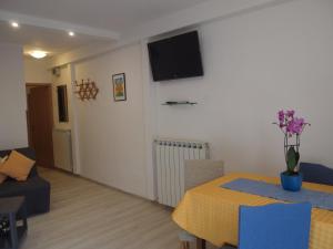Televízia a/alebo spoločenská miestnosť v ubytovaní Apartments Marko Novigrad