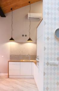 Kuchyňa alebo kuchynka v ubytovaní Apartament Sun House SAUNA KOMINEK SKRZYCZNE + 37 fotografií