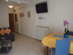 Televízia a/alebo spoločenská miestnosť v ubytovaní Apartments Marko Novigrad