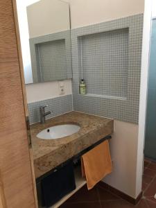 Koupelna v ubytování Rhönhaus mit Kreuzbergblick