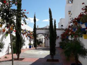 een steegje met bomen en planten in een gebouw bij ANDALUCIA 57 in Estepona