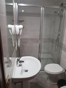 a bathroom with a toilet and a sink and a shower at B&B Rudy in Rome